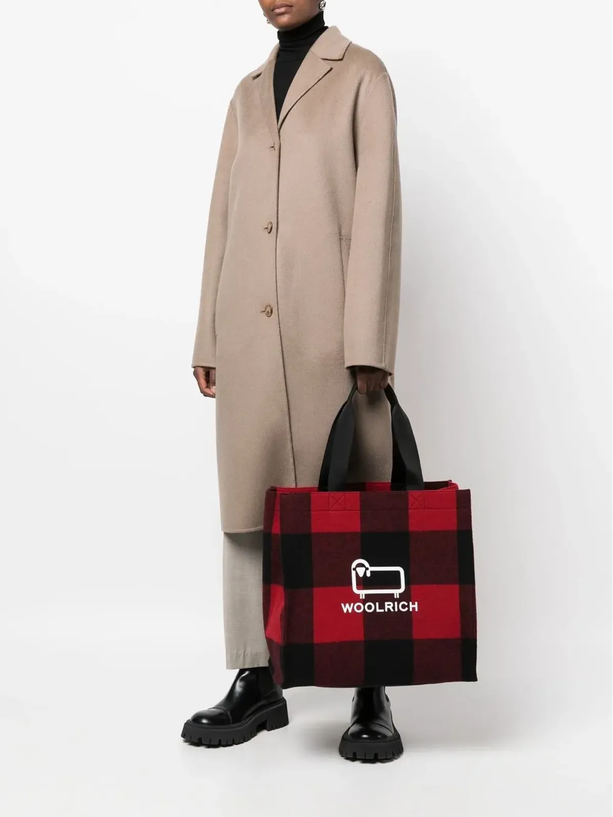 Woolrich ロゴプリント タータン トートバッグ - 画像2