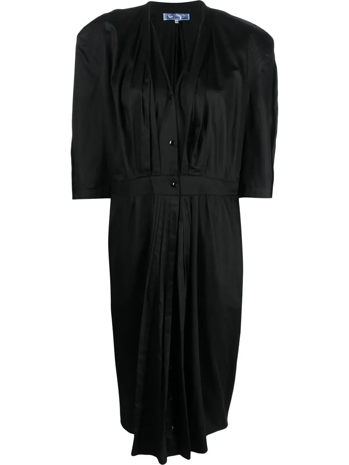 Thierry Mugler Pre-Owned 1980s プリーツディテール ボタン付きドレス - ブラック - 画像1