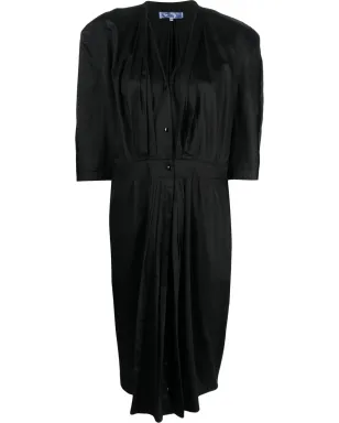 Thierry Mugler Pre-Owned 1980s プリーツディテール ボタン付きドレス - ブラック - サムネイル1