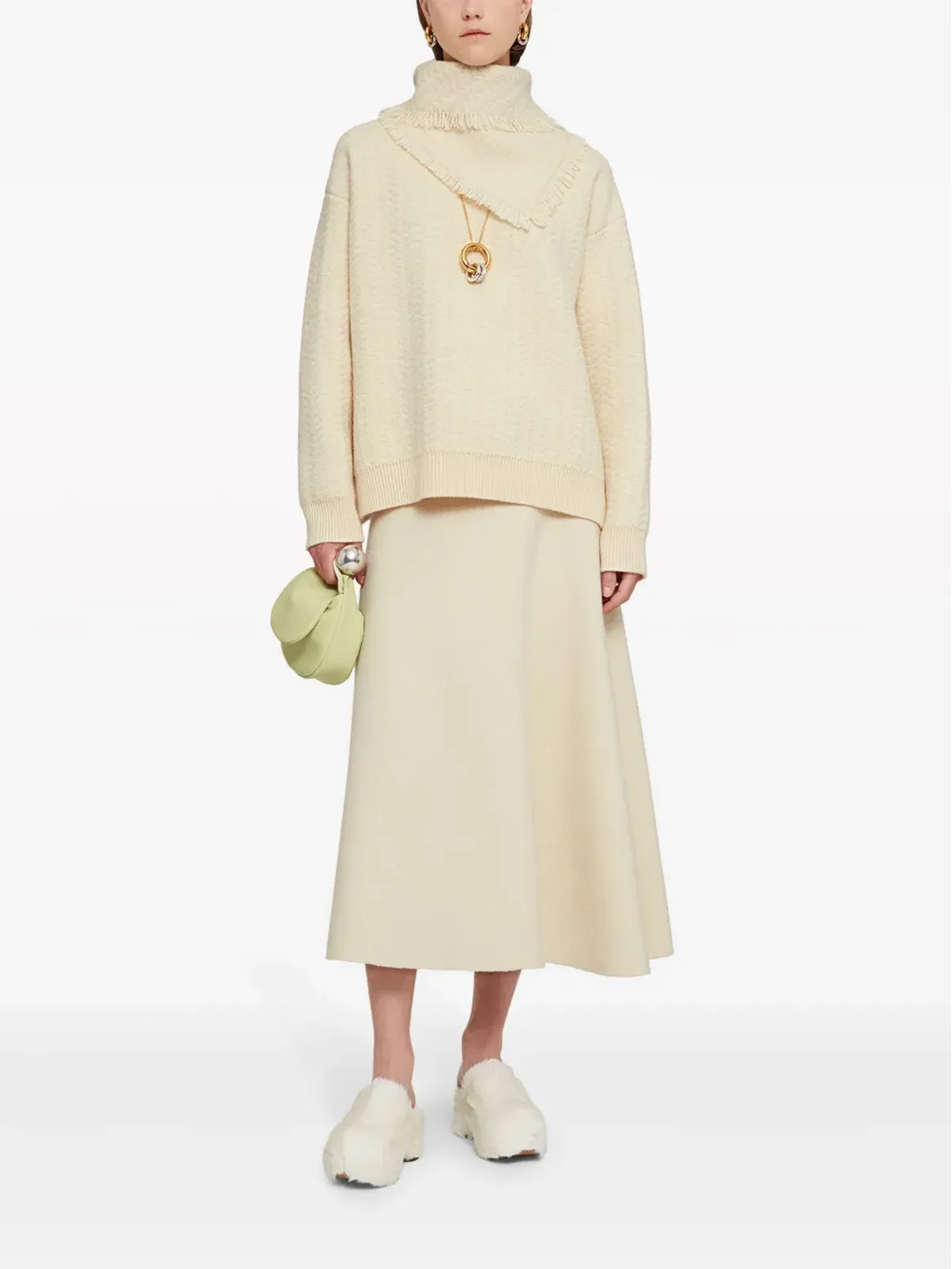 Jil Sander フルーテッドAラインウールスカート - 画像2