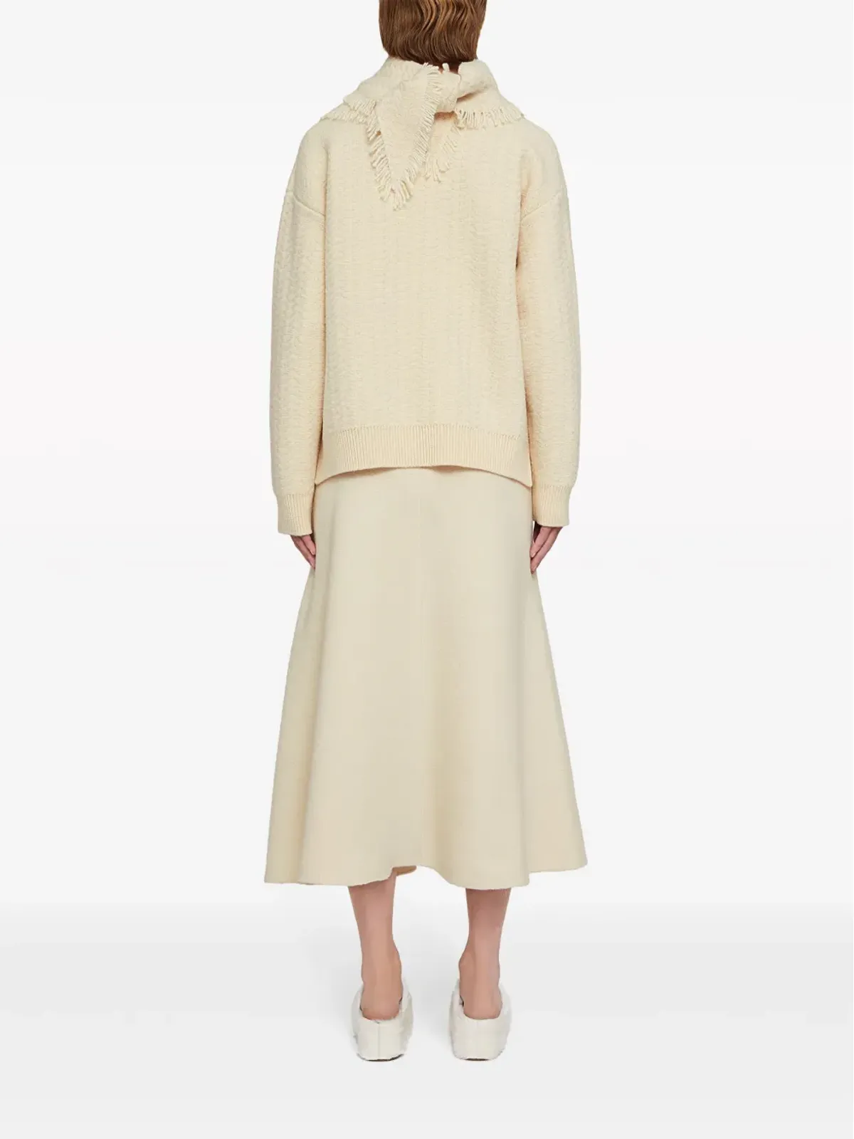 Jil Sander フルーテッドAラインウールスカート - 画像3