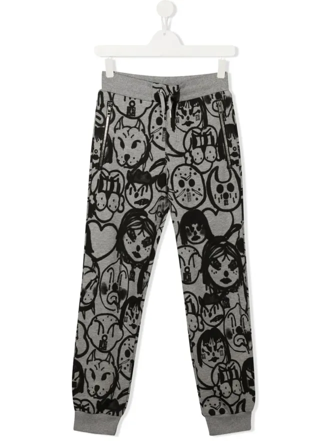 Givenchy Kids Givenchy Kids graphic print track pants - Greyの商品画像