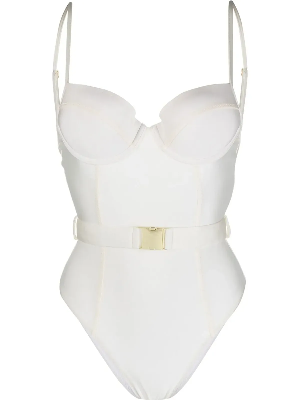 Noire Swimwear ベルト付きスイートハートネックのワンピース水着 - 画像1