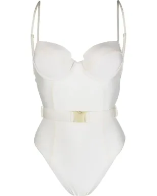 Noire Swimwear ベルト付きスイートハートネックのワンピース水着 - サムネイル1