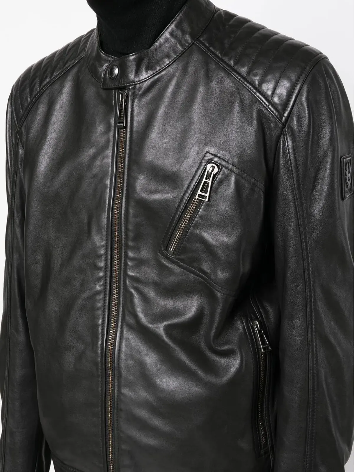 Belstaff レザー長袖ジャケット ブラック - 画像5