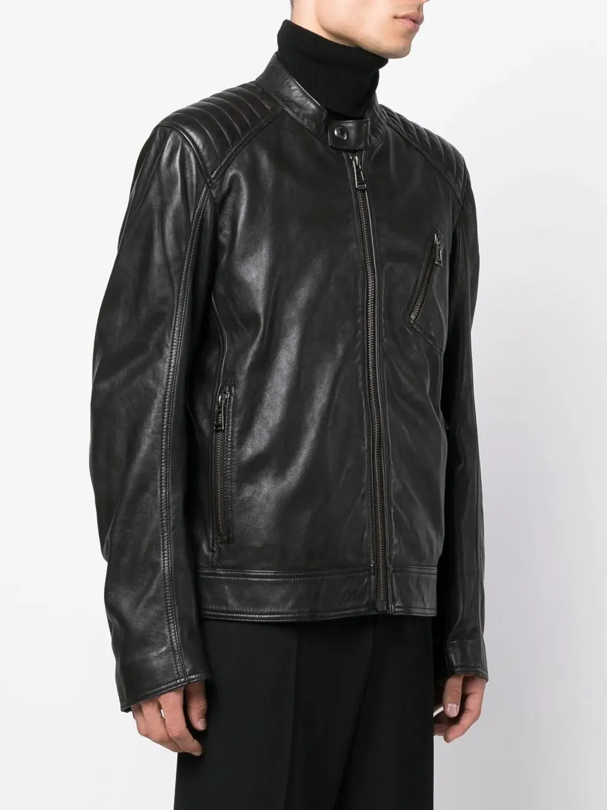 Belstaff レザー長袖ジャケット ブラック - 画像3