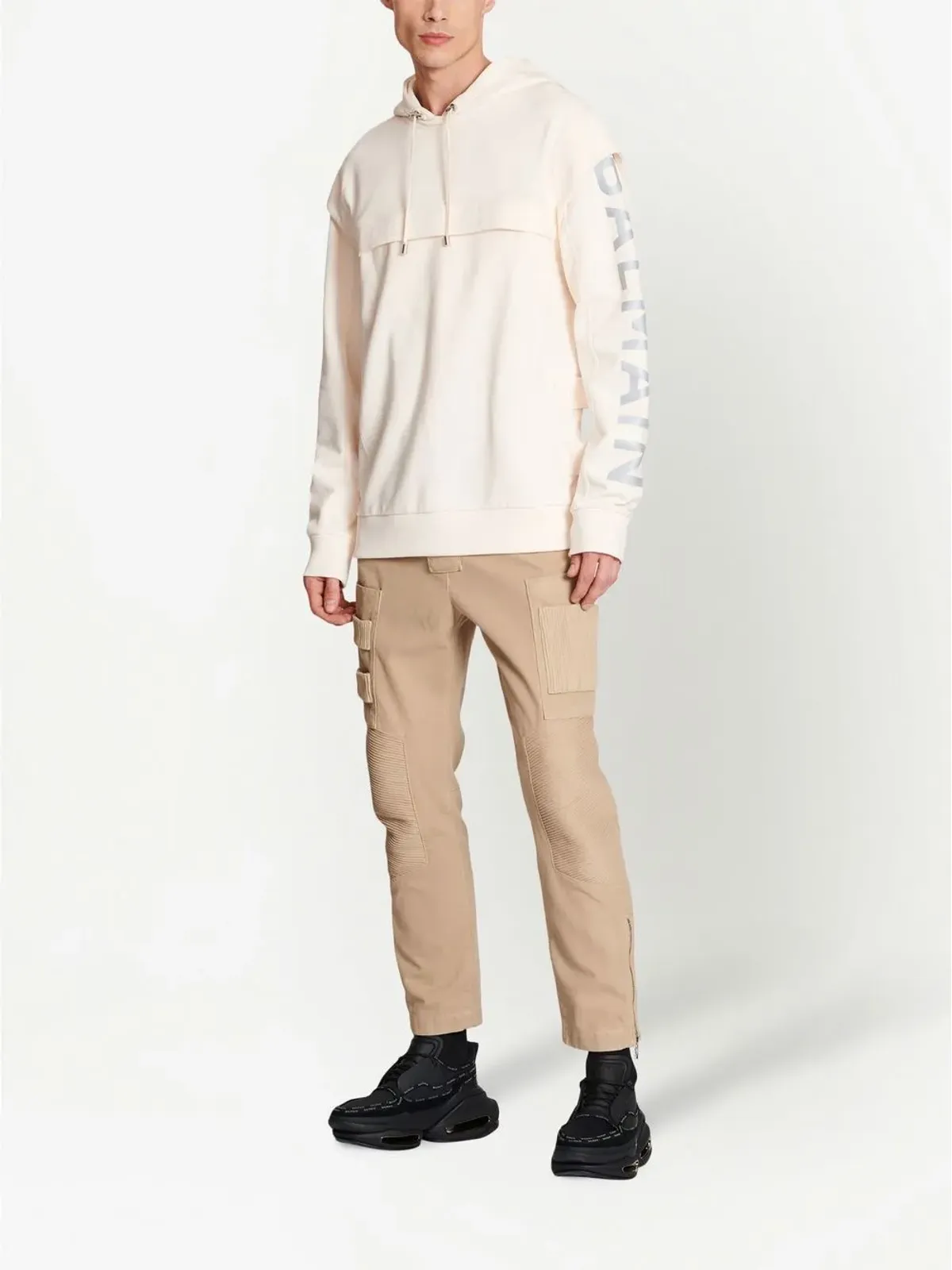 Balmain カットアウトディテール ロゴプリント フーディー - 画像2