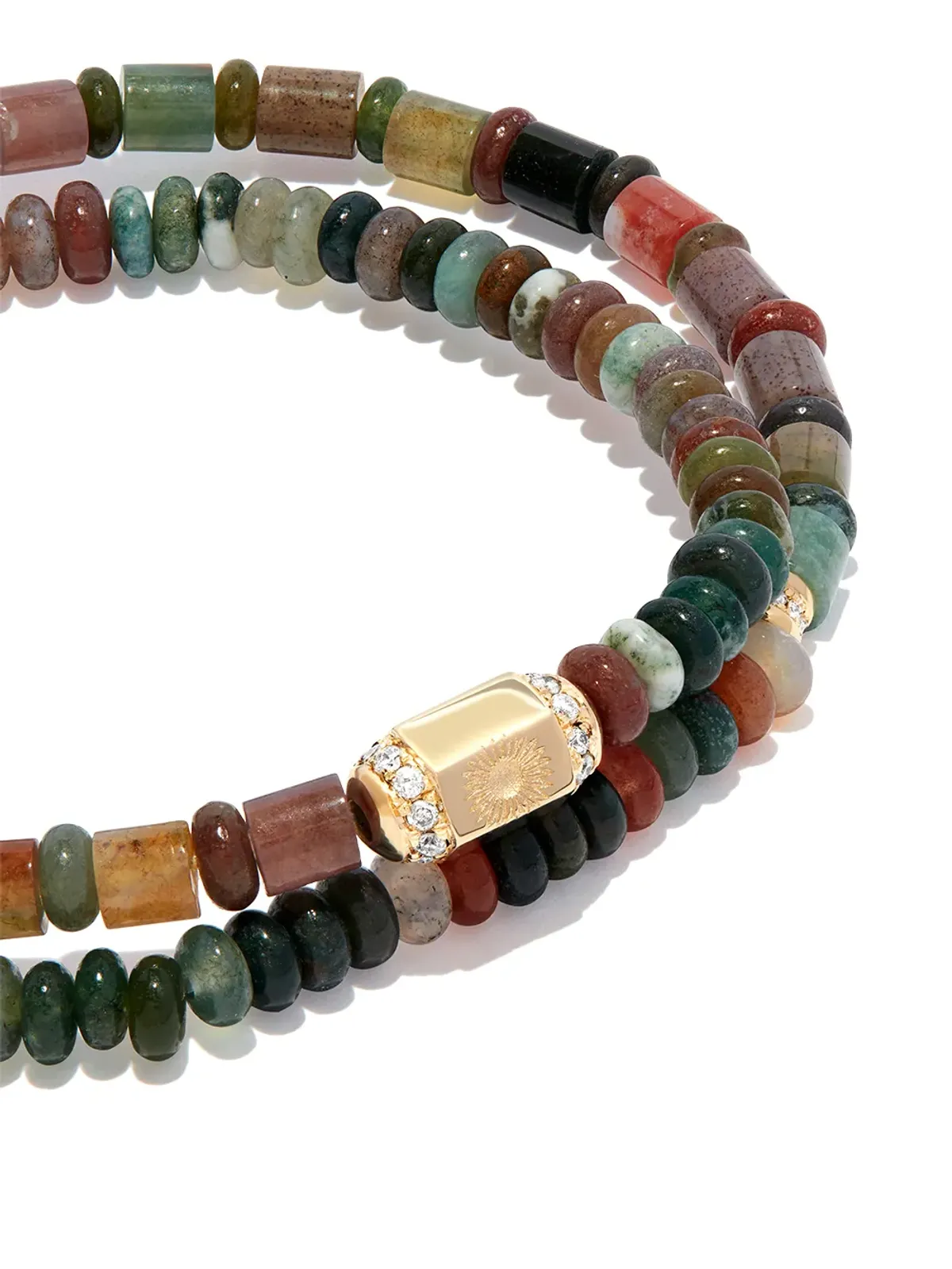 LUIS MORAIS 14kt イエローゴールド ダイヤモンド サンバースト ビーズ付き ラップ ブレスレット - 画像3