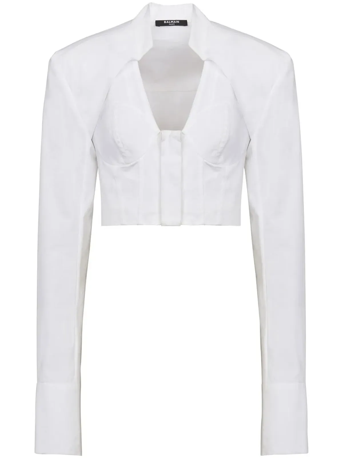 Balmain クロップドコットンブラウス - 画像1