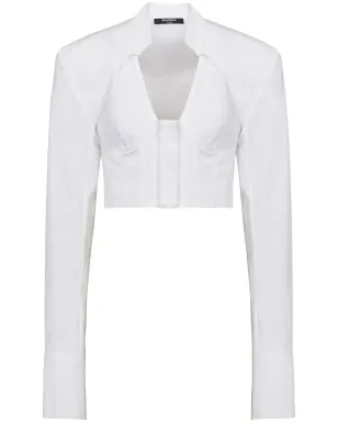 Balmain クロップドコットンブラウス - サムネイル1