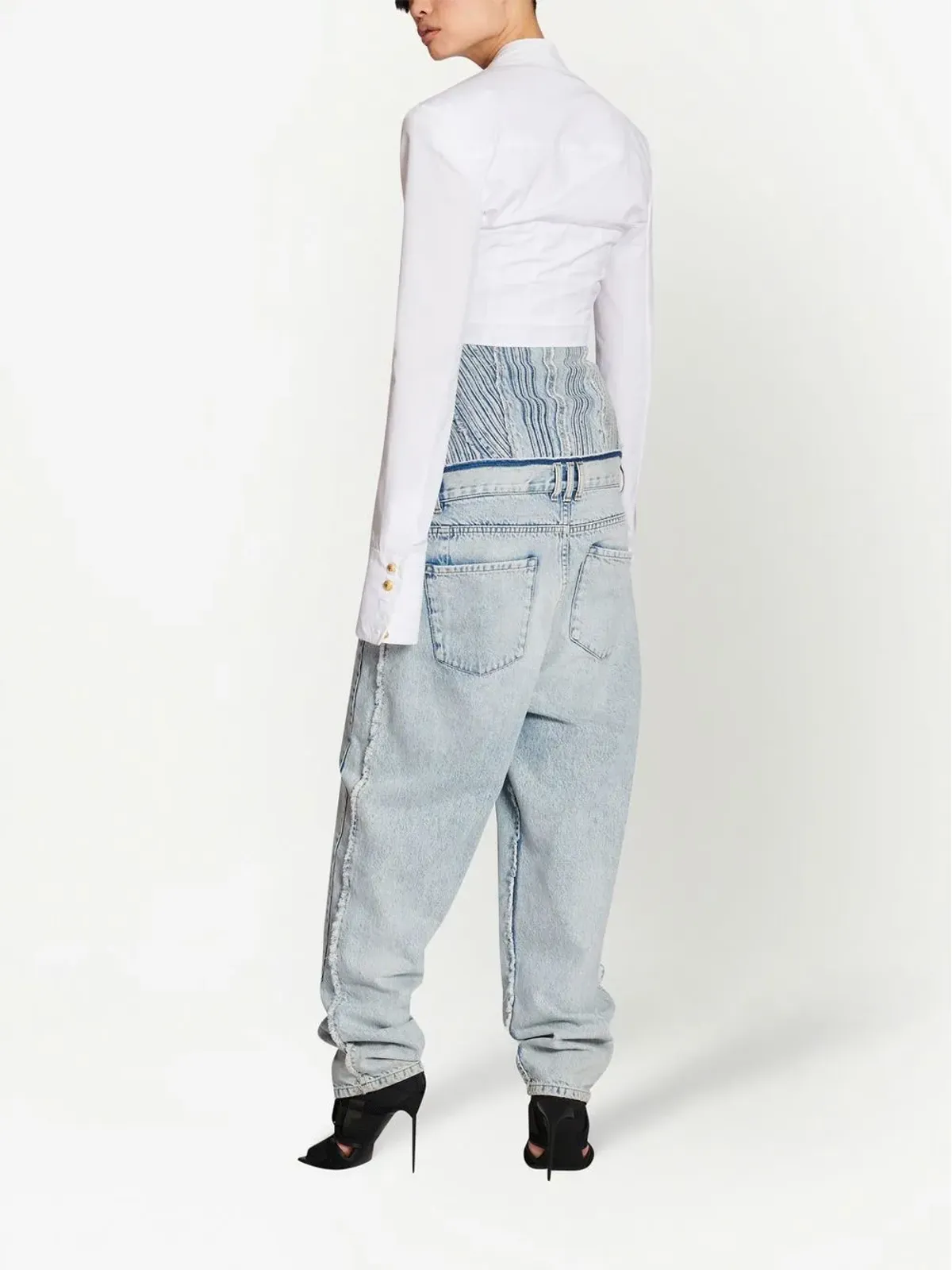 Balmain クロップドコットンブラウス - 画像3