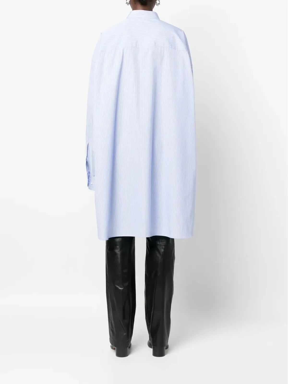 Maison Margiela ピンストライプ柄ポプリンシャツ - ブルー - 画像4