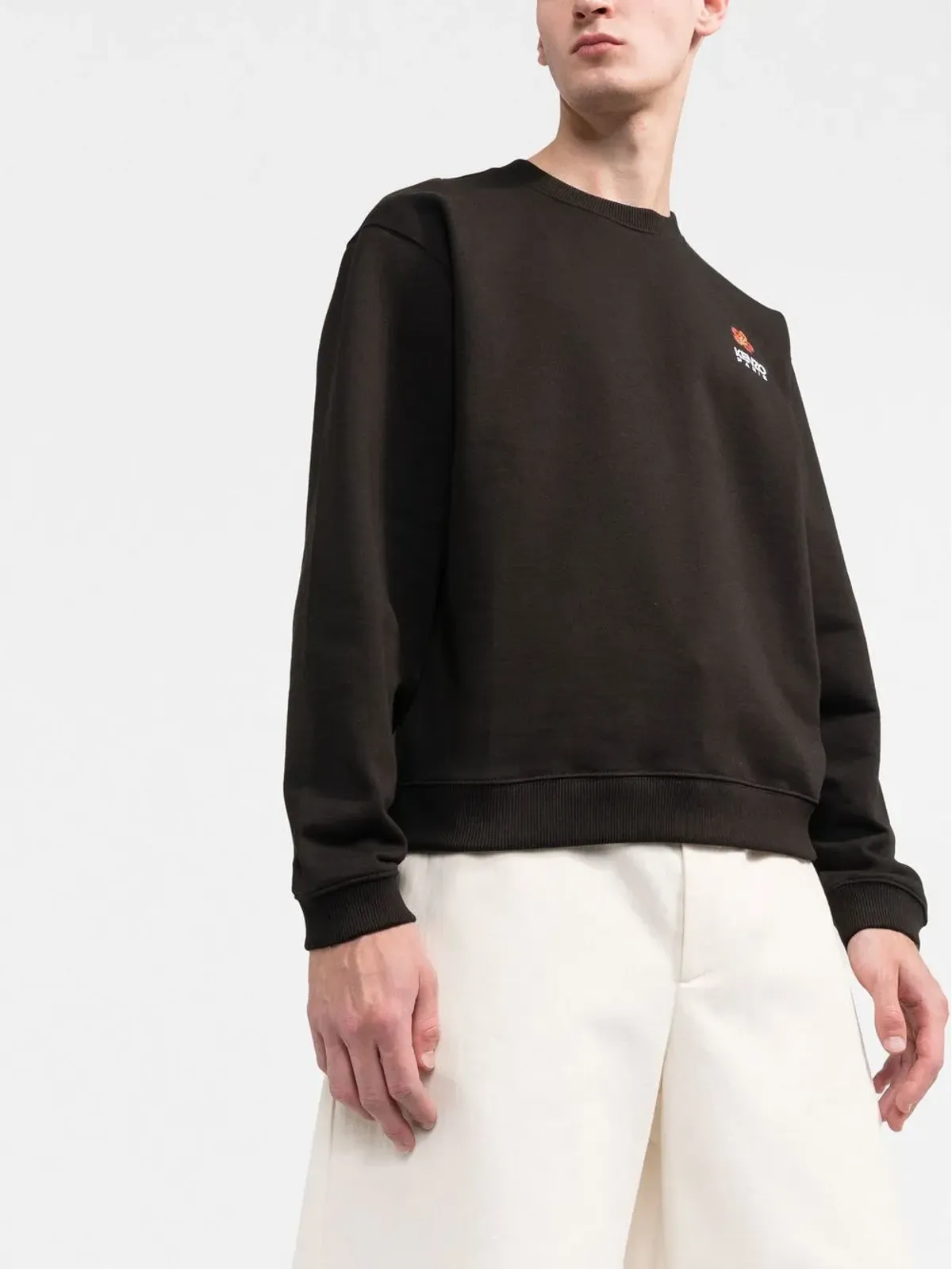 Kenzo Boke Flower-embroidered cotton sweatshirt - Black - 画像3