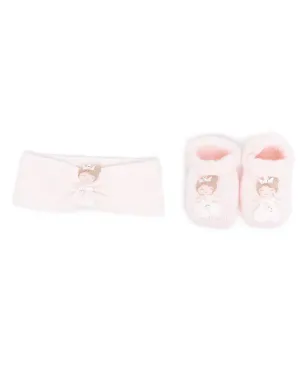 La Perla Kids 装飾付きブーティー＆ヘッドバンド セット - ピンク - サムネイル1