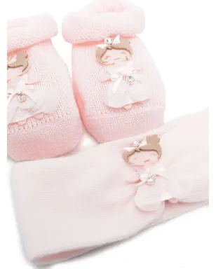 La Perla Kids 装飾付きブーティー＆ヘッドバンド セット - ピンク - サムネイル2