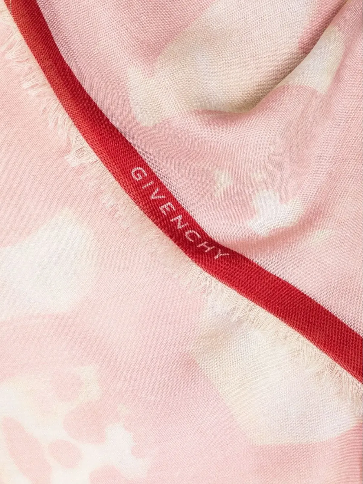 Givenchy フェイスプリント ロゴ ジャカード フリンジスカーフ ピンク - 画像3