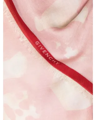 Givenchy フェイスプリント ロゴ ジャカード フリンジスカーフ ピンク - サムネイル3