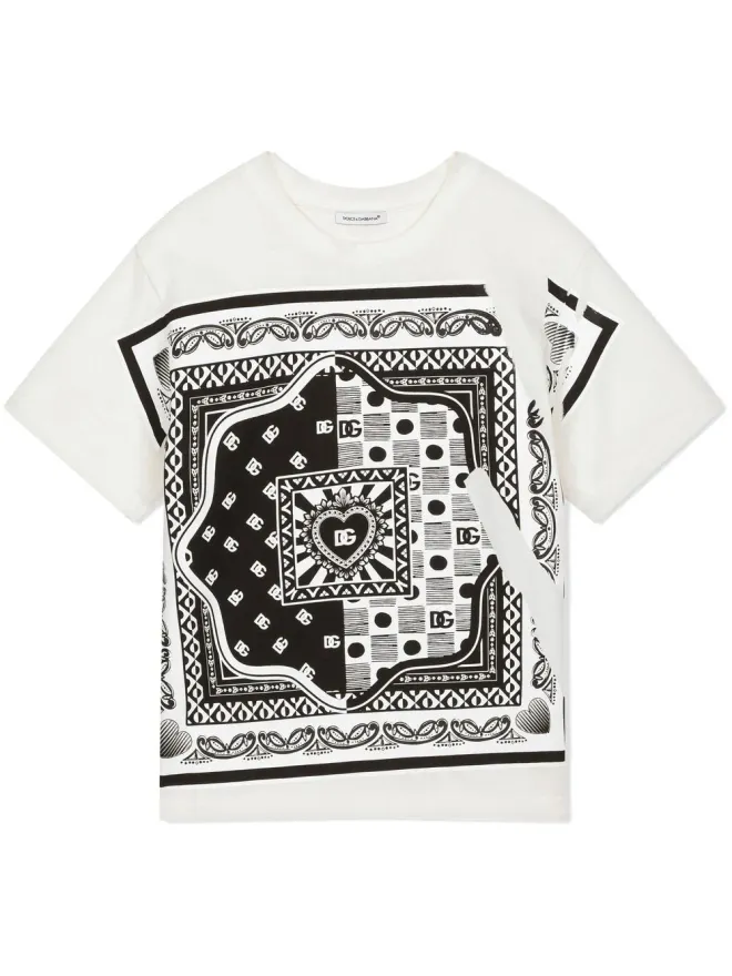 Dolce & Gabbana Kids Dolce & Gabbana Kids バンダナ柄コットンTシャツの商品画像