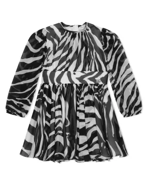 Dolce & Gabbana Kids ゼブラ柄シフォン ミニドレス - サムネイル1