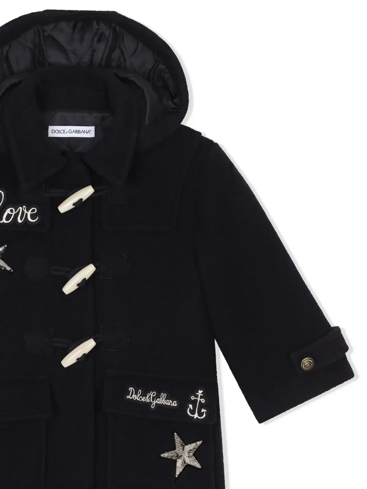 Dolce & Gabbana Kids スパンコール付き刺繍ダッフルコート - 画像3