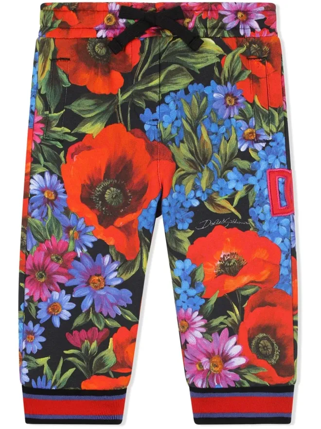 Dolce & Gabbana Kids Dolce & Gabbana Kids 花柄プリント トラックパンツ - レッドの商品画像