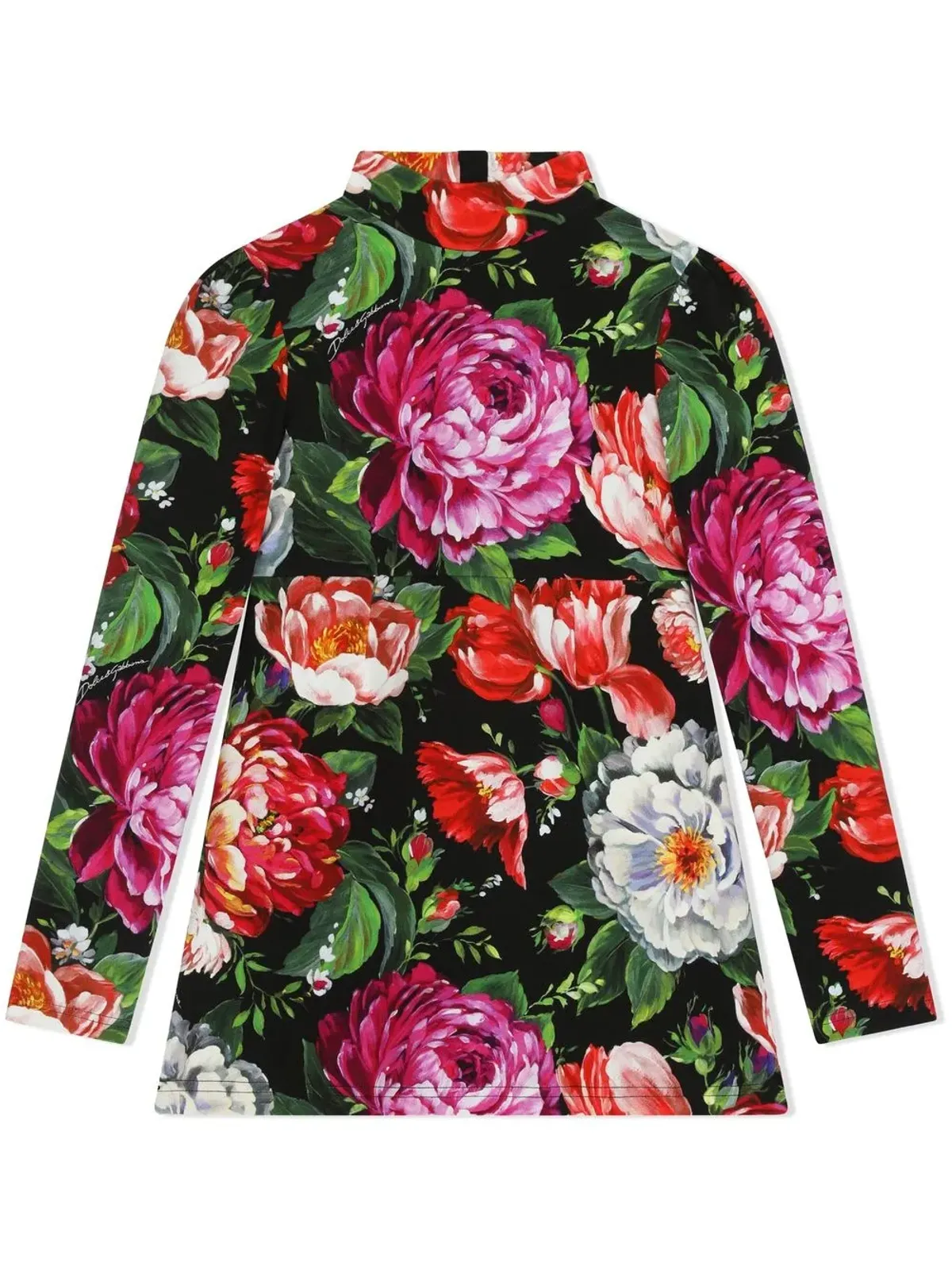Dolce & Gabbana Kids 花柄プリントのモックネックドレス - 画像1