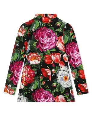 Dolce & Gabbana Kids 花柄プリントのモックネックドレス - サムネイル1