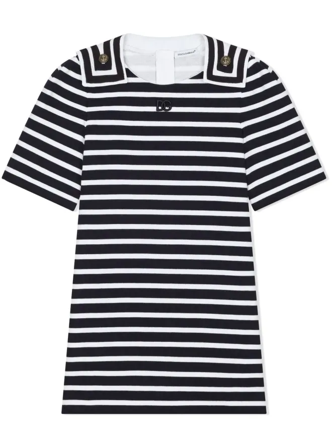 Dolce & Gabbana Kids Dolce & Gabbana Kids 星パッチ付きストライプドレス ホワイトの商品画像