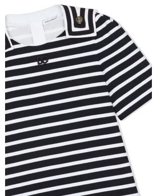 Dolce & Gabbana Kids 星パッチ付きストライプドレス ホワイト - サムネイル3