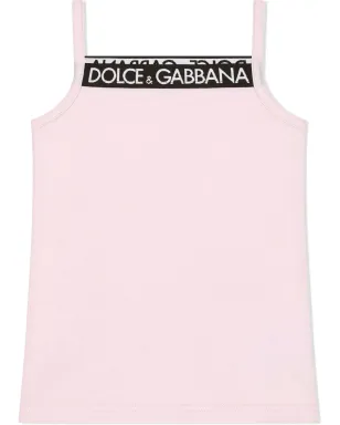 Dolce & Gabbana Kids ロゴプリント タンクトップ ピンク - サムネイル1
