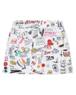 Dolce & Gabbana Kids キルト加工ナイロン Smemoプリント スカート ホワイト - サムネイル2