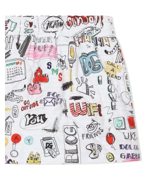 Dolce & Gabbana Kids キルト加工ナイロン Smemoプリント スカート ホワイト - サムネイル3