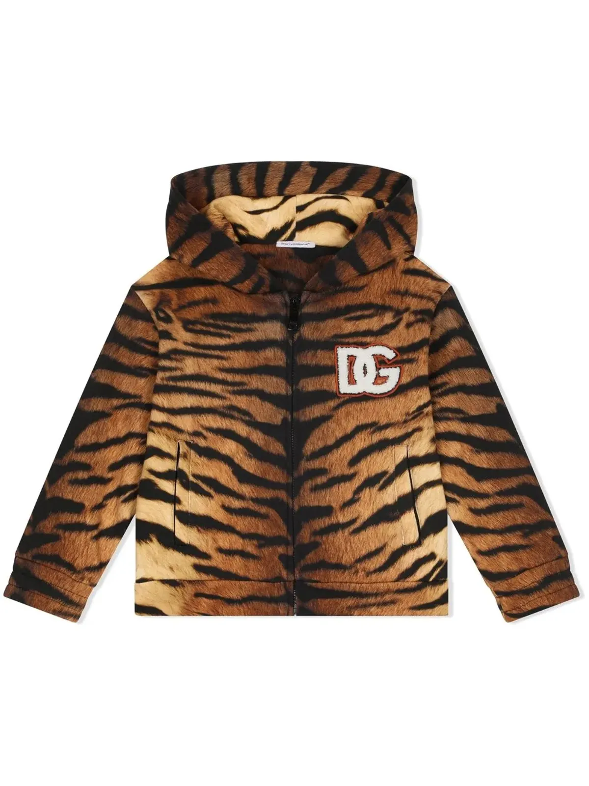Dolce & Gabbana Kids tiger-print zip-front hoodie - Brown - 画像1