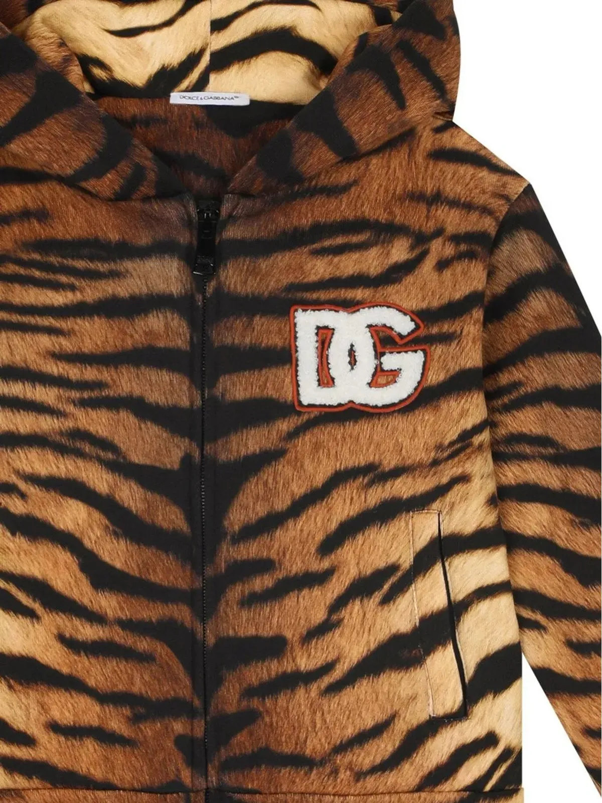 Dolce & Gabbana Kids tiger-print zip-front hoodie - Brown - 画像3