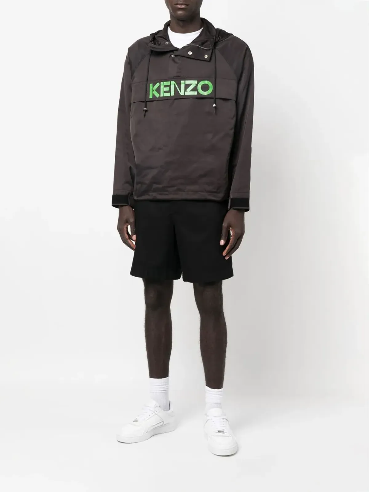 Kenzo ロゴプリント フード付きサテンジャケット - 画像2