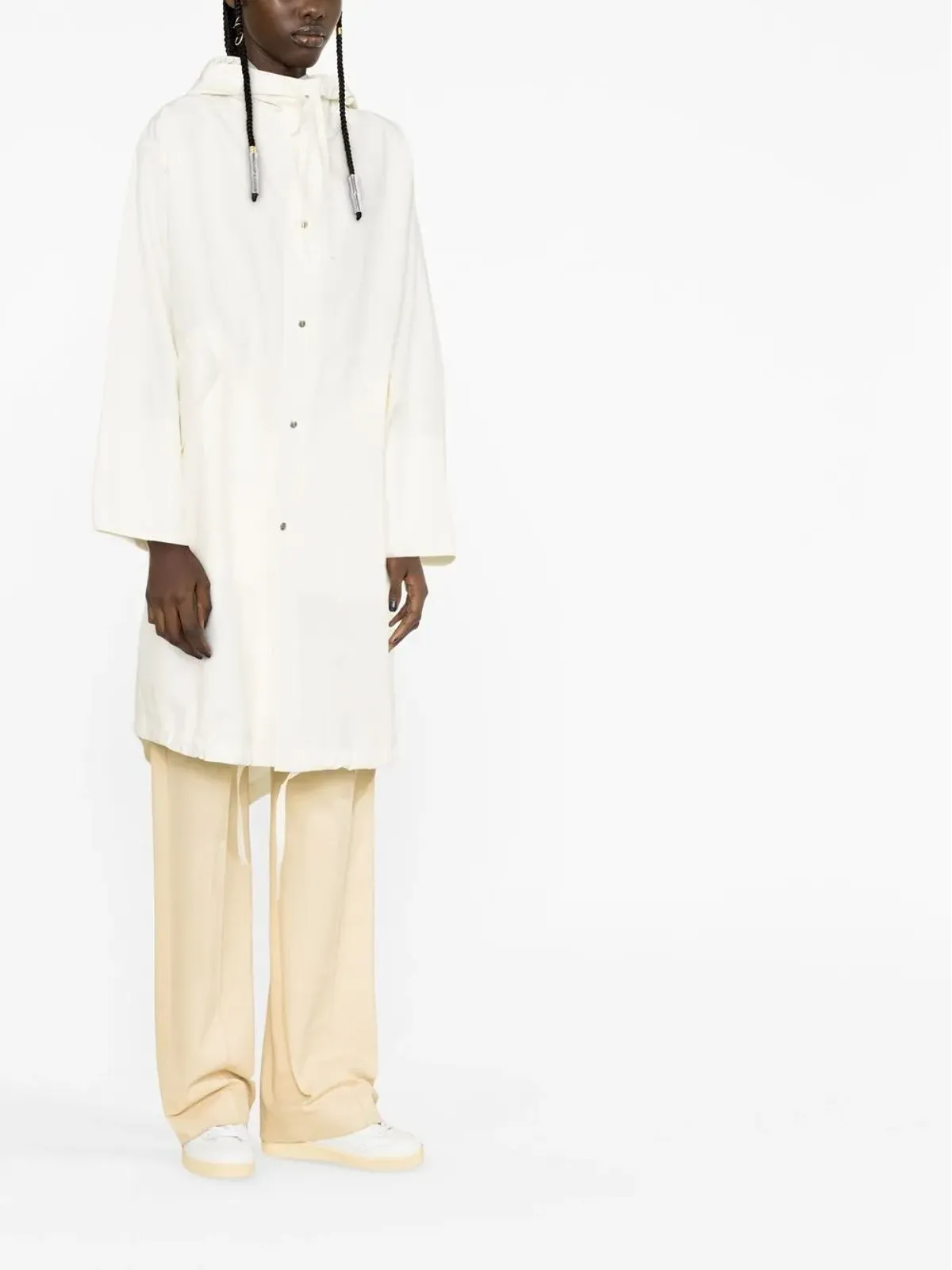 Jil Sander ロゴプリント ドローストリング コート - 画像4
