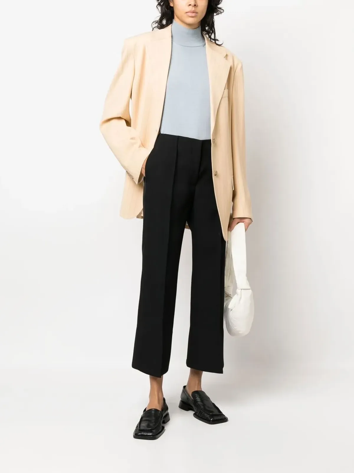Jil Sander クロップド ウール混紡のワイドレッグパンツ（ブラック） - 画像2