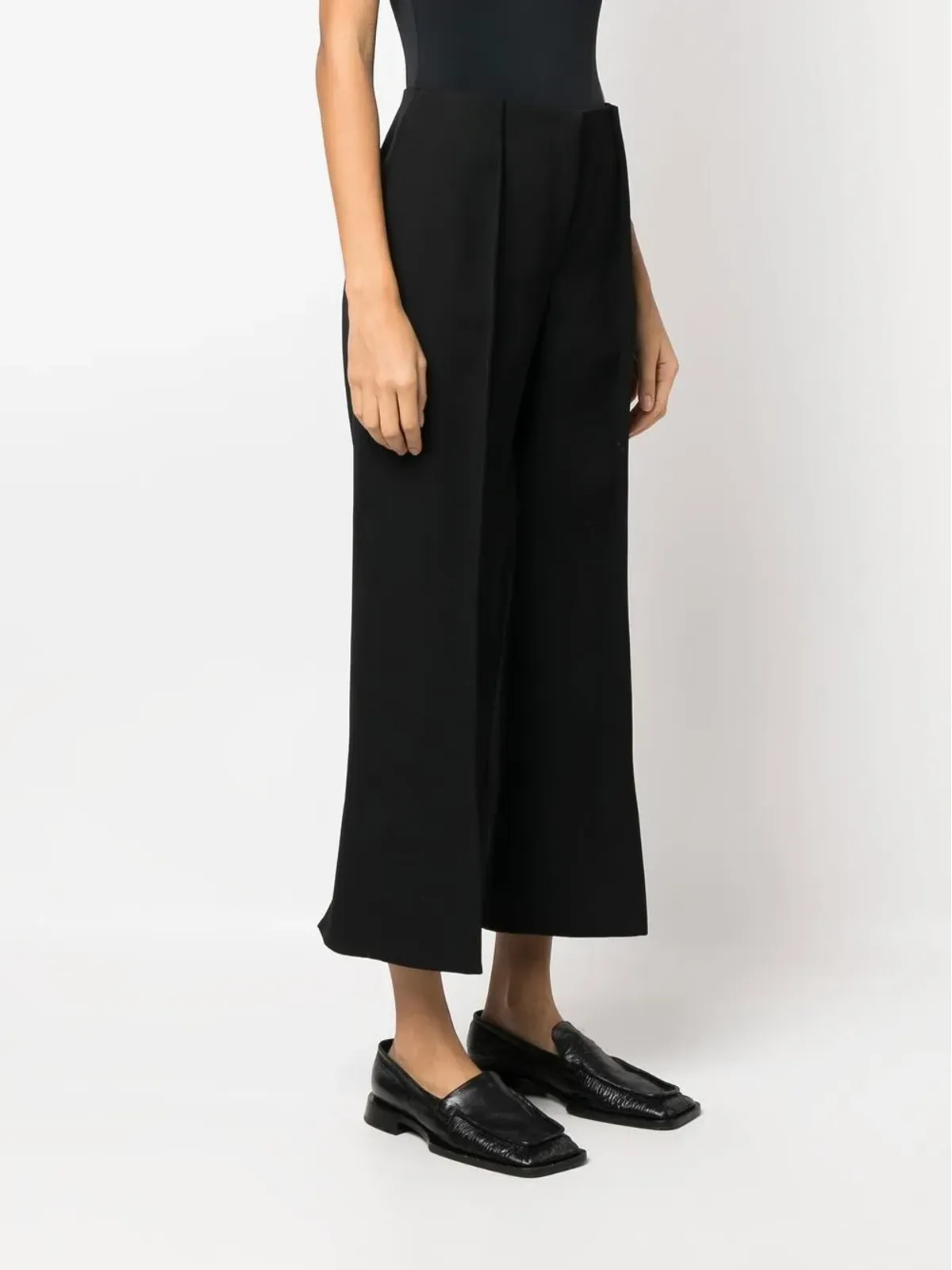 Jil Sander クロップド ウール混紡のワイドレッグパンツ（ブラック） - 画像3