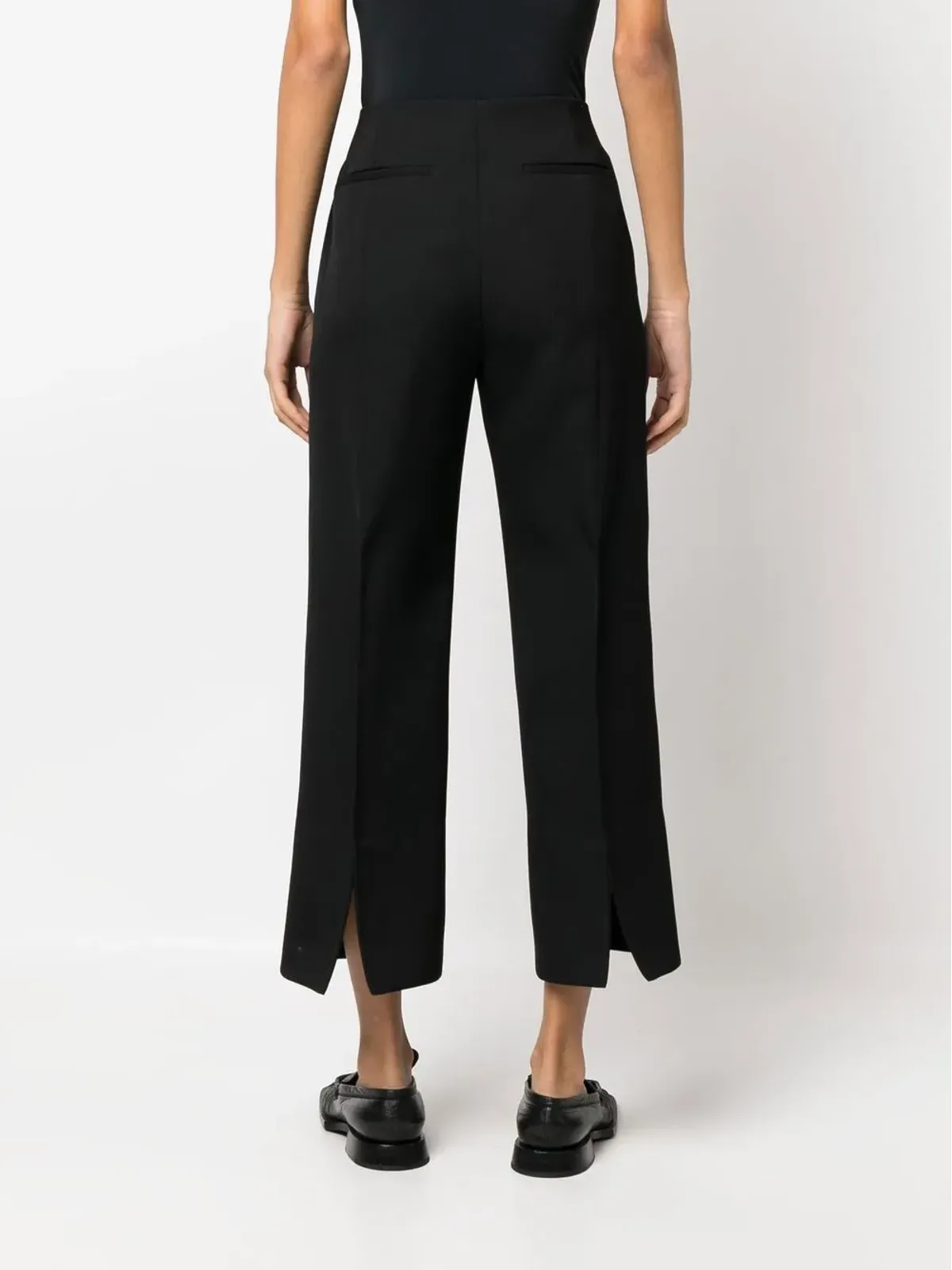 Jil Sander クロップド ウール混紡のワイドレッグパンツ（ブラック） - 画像4