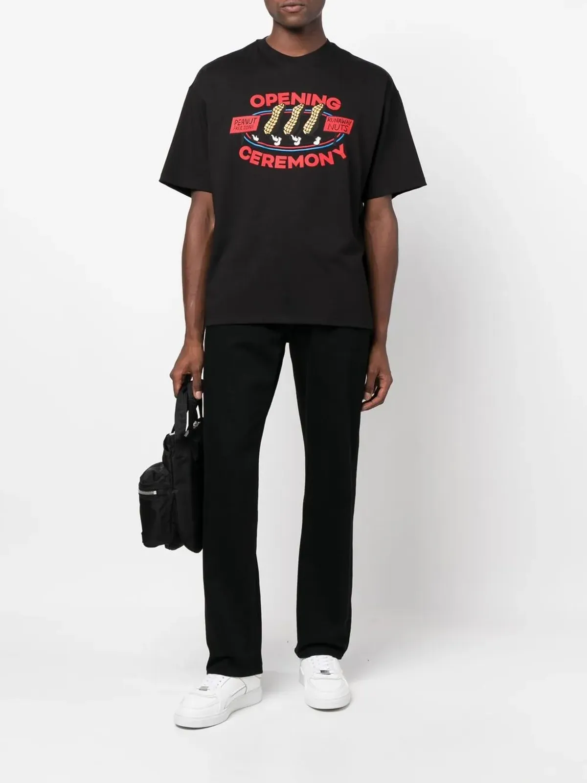 Opening Ceremony ピーナッツ ロゴ コットン Tシャツ ブラック - 画像2