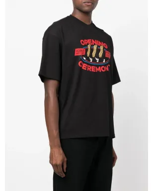 Opening Ceremony ピーナッツ ロゴ コットン Tシャツ ブラック - サムネイル3