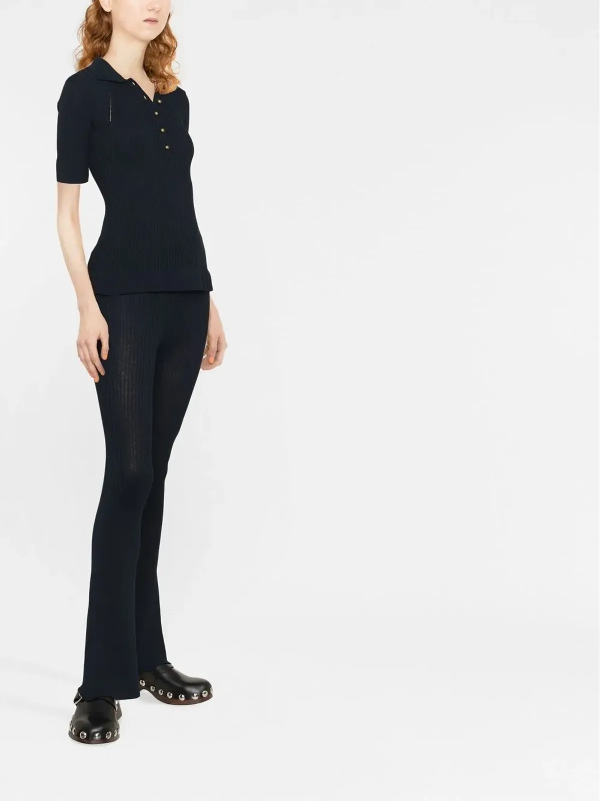 Stella McCartney リブニットポロトップ - 画像4