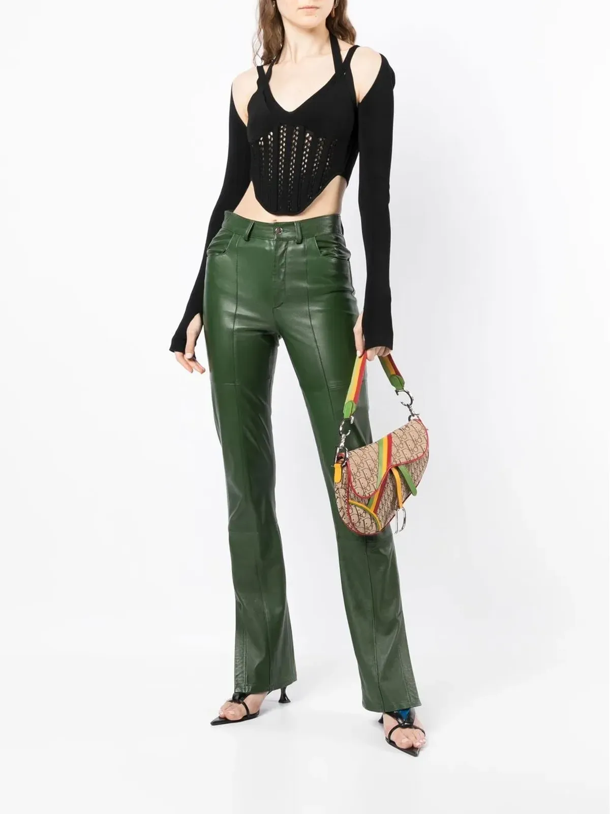 Christian Dior Pre-Owned ラスタ・トロッター サドルショルダーバッグ ブラウン - 画像2
