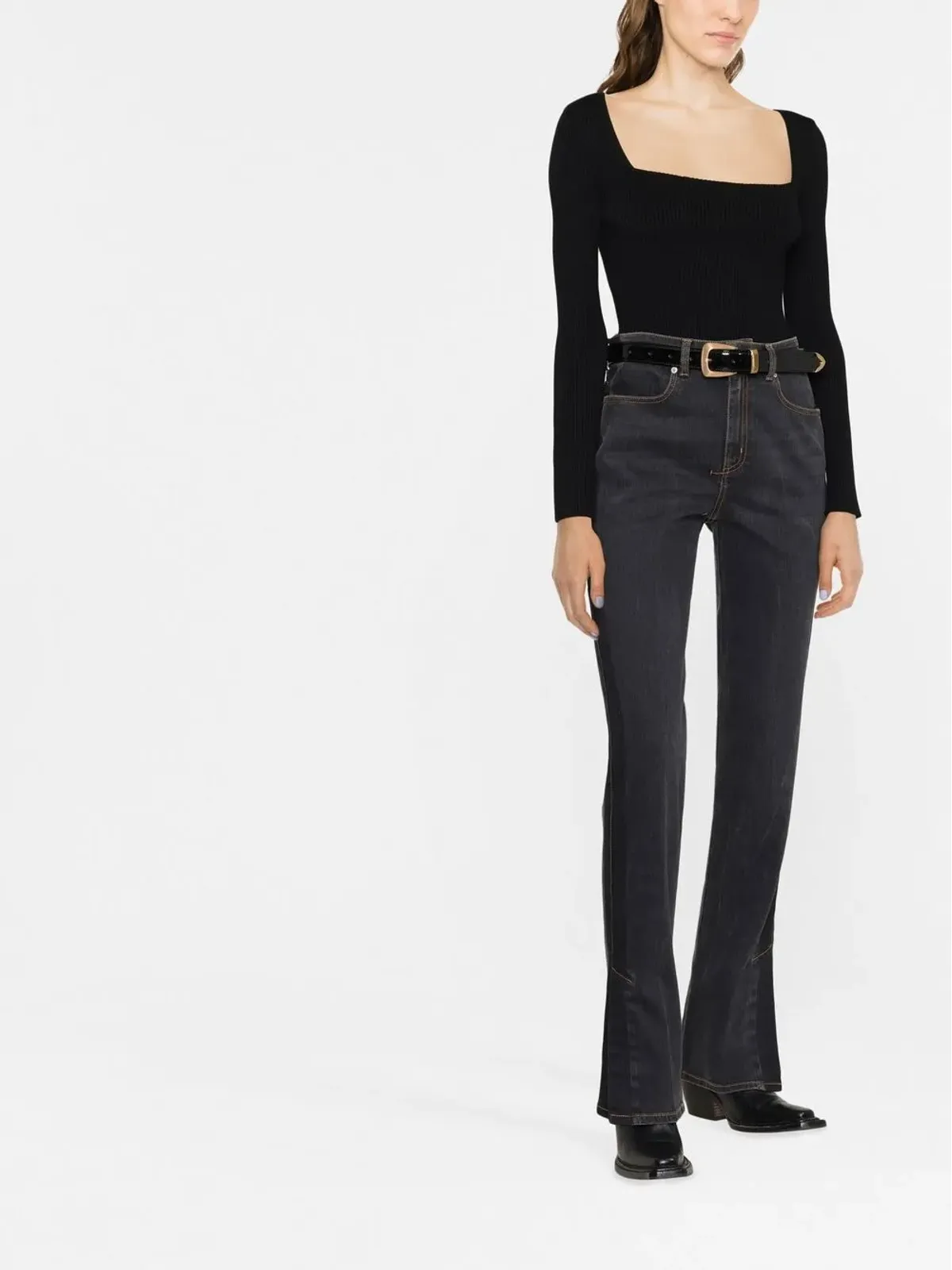Alexander McQueen ロゴパッチ ブーツカットジーンズ - Black - 画像2
