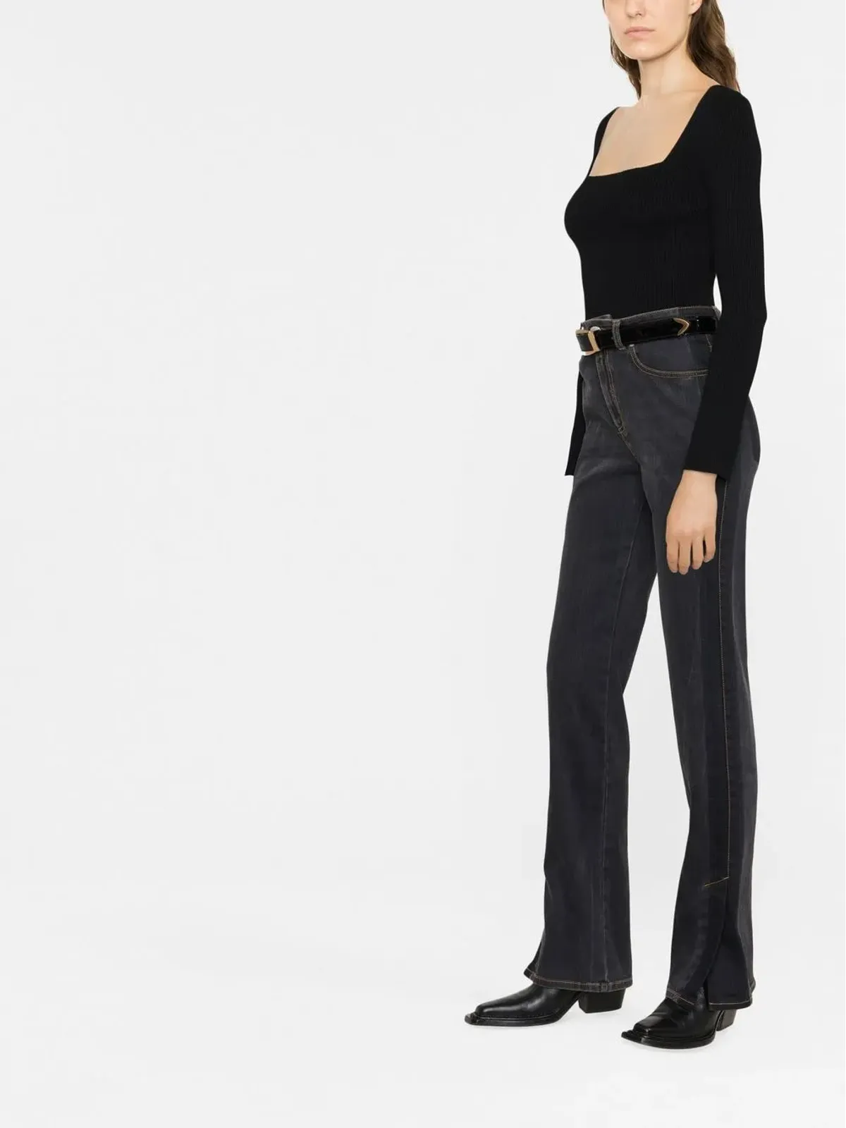 Alexander McQueen ロゴパッチ ブーツカットジーンズ - Black - 画像4