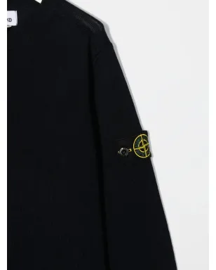 Stone Island Junior ロゴパッチ ウールジャンパー - Blue - サムネイル3