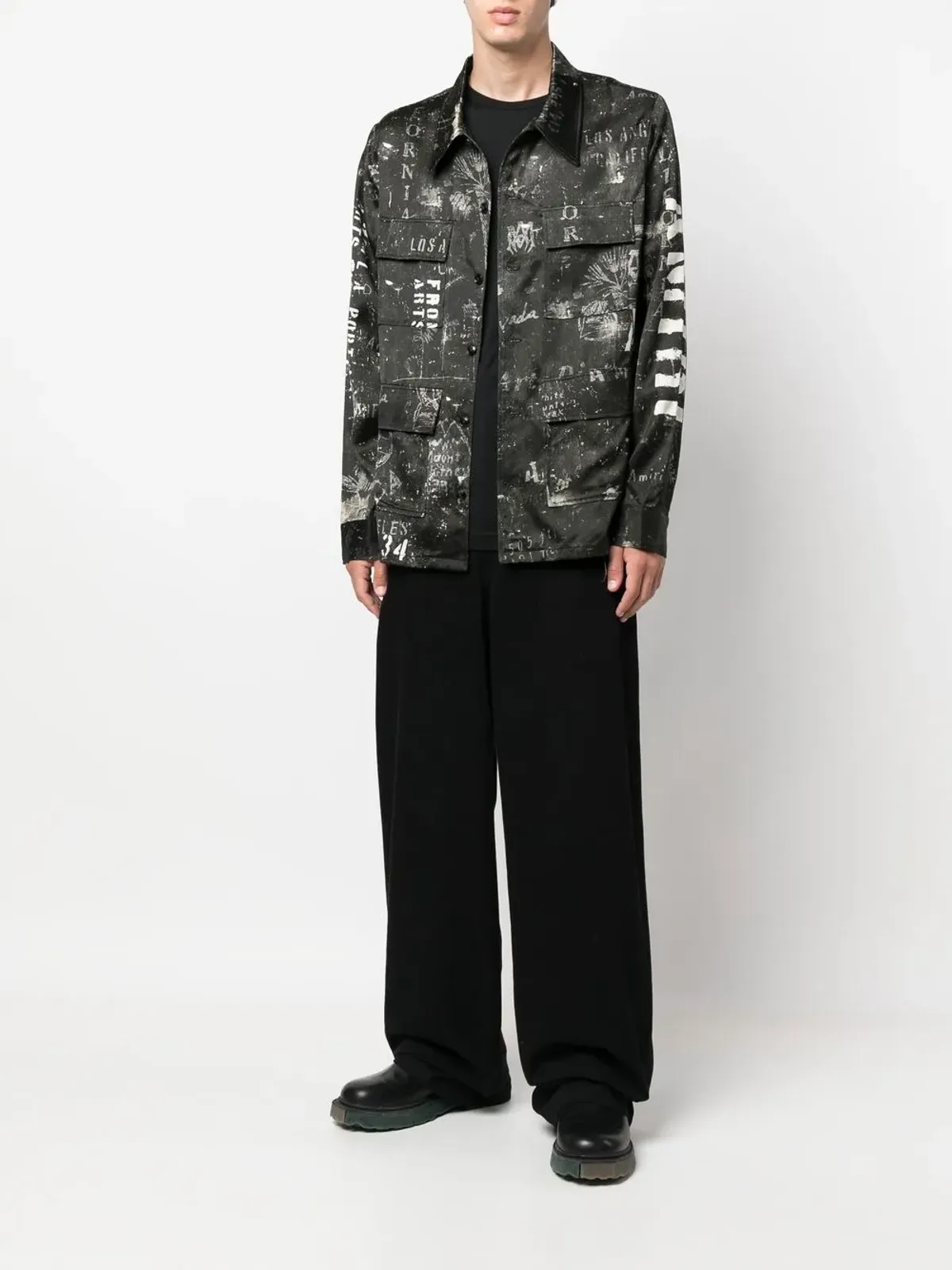 AMIRI ロゴプリント サテンシャツ - 画像2