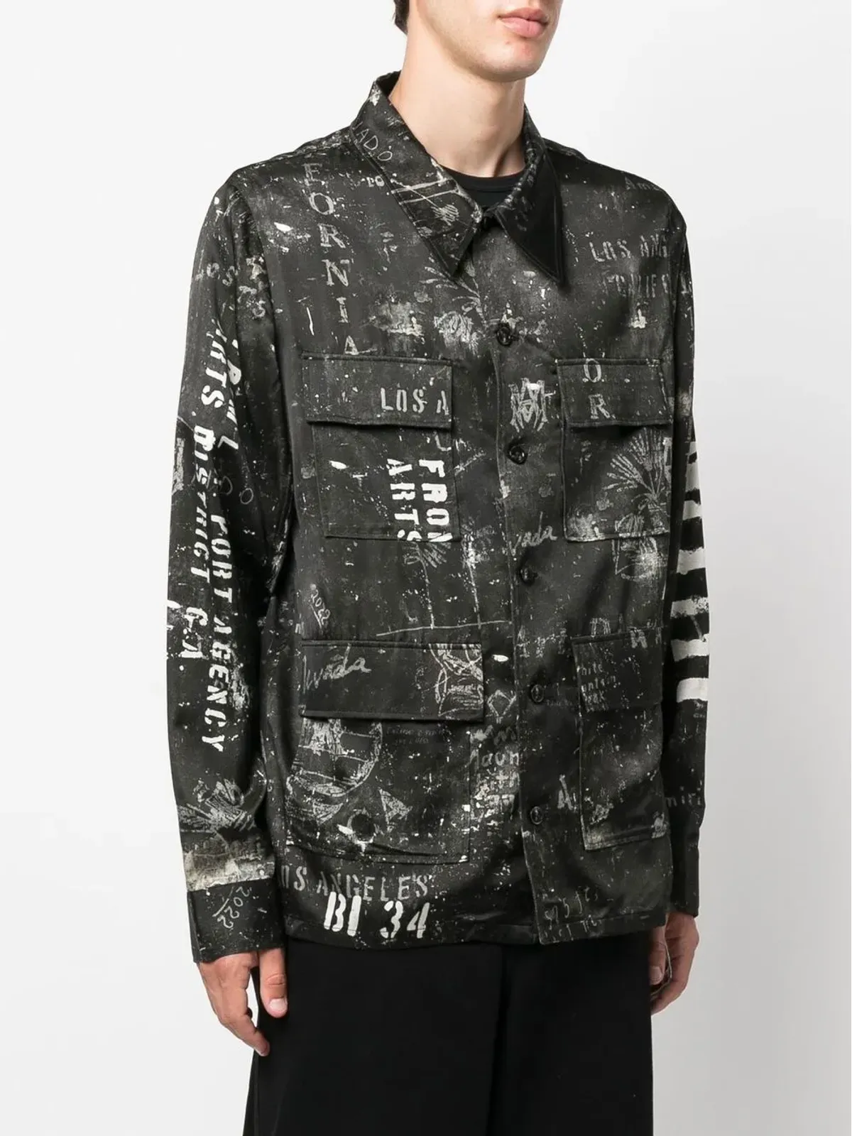 AMIRI ロゴプリント サテンシャツ - 画像3