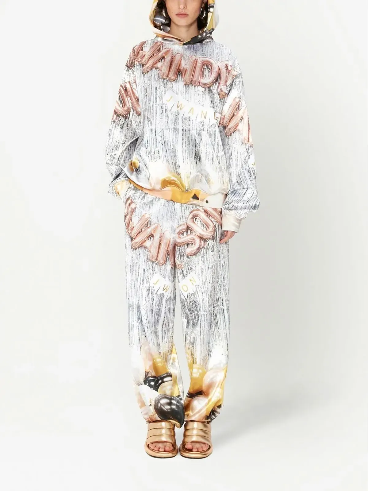 JW Anderson ロゴプリント長袖パーカー イエロー - 画像2