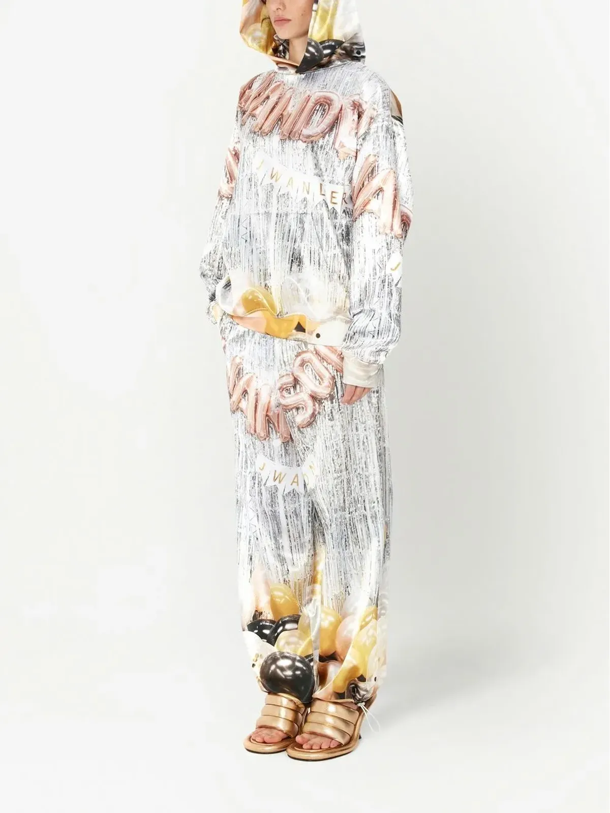 JW Anderson ロゴプリント長袖パーカー イエロー - 画像3